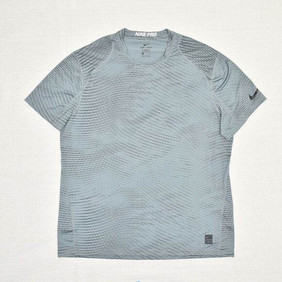 Nike Men Polyester Gray Size 2XL Fitted Pro Dri Fit Geometric Crew Neck T Shirt - Picture 1 of 8